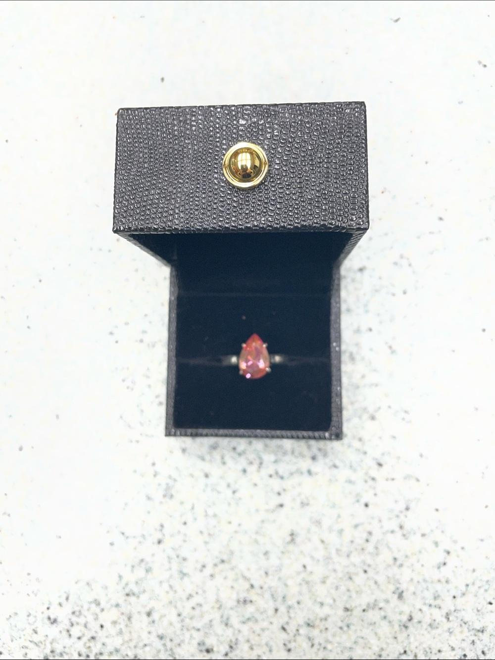 Elegant Teardrop Pink Gemstone Ring
